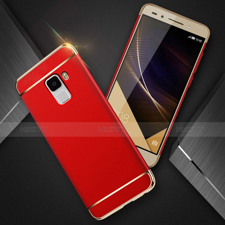 Funda Lujo Marco de Aluminio para Huawei Honor 7 Dual SIM Rojo