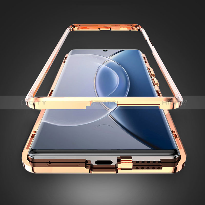 Funda Lujo Marco de Aluminio y Cuero Carcasa 360 Grados para Vivo X90 Pro+ Plus 5G