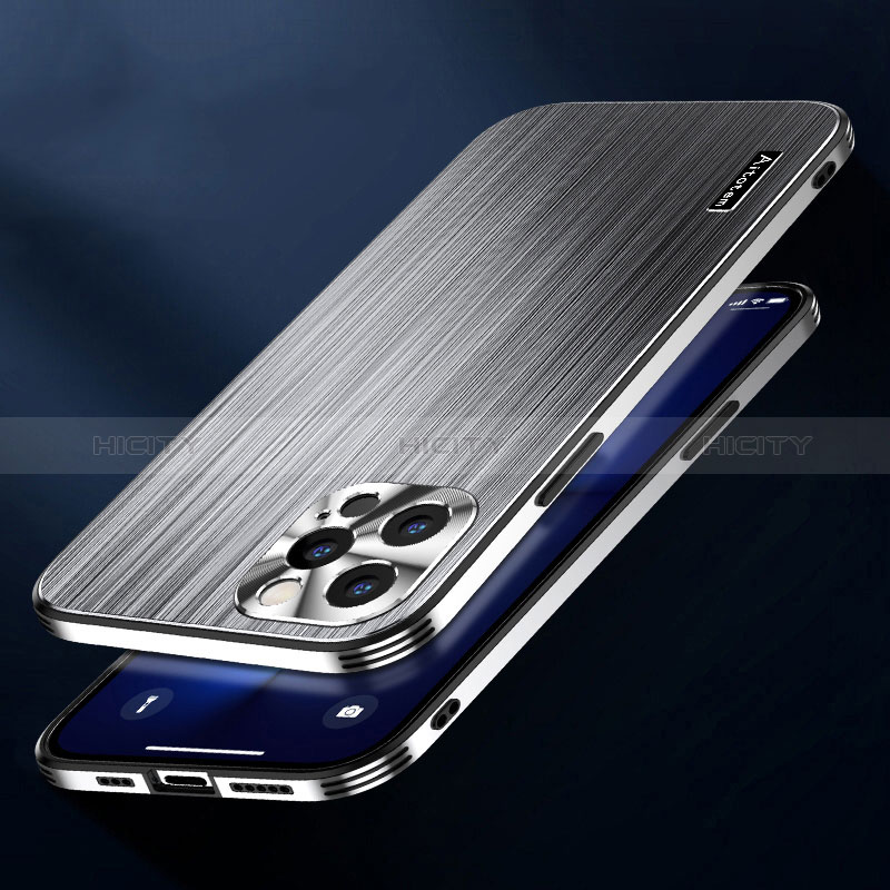Funda Lujo Marco de Aluminio y Silicona Carcasa Bumper AT1 para Apple iPhone 13 Pro