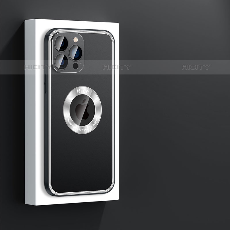 Funda Lujo Marco de Aluminio y Silicona Carcasa Bumper con Mag-Safe Magnetic JL4 para Apple iPhone 15 Pro Negro