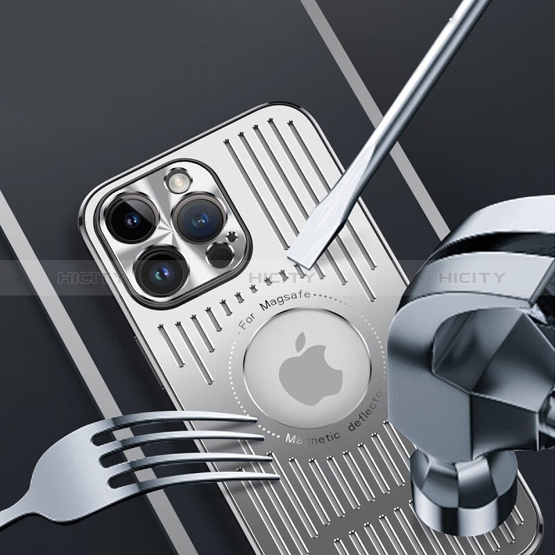 Funda Lujo Marco de Aluminio y Silicona Carcasa Bumper con Mag-Safe Magnetic TX1 para Apple iPhone 14 Pro