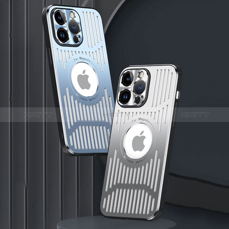 Funda Lujo Marco de Aluminio y Silicona Carcasa Bumper con Mag-Safe Magnetic TX1 para Apple iPhone 14 Pro Max