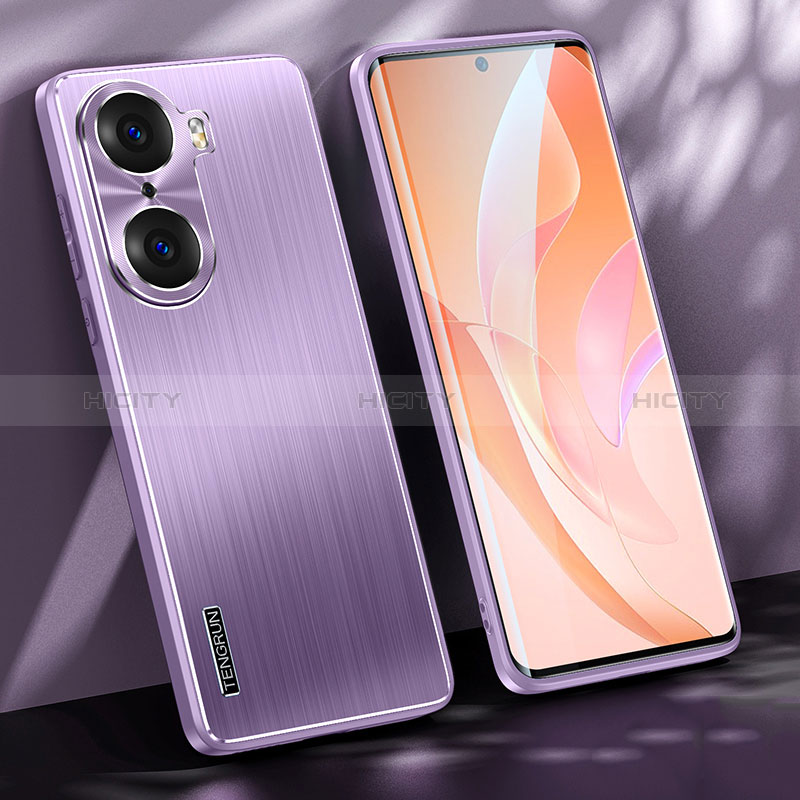 Funda Lujo Marco de Aluminio y Silicona Carcasa Bumper JL1 para Huawei Honor 60 Pro 5G Morado