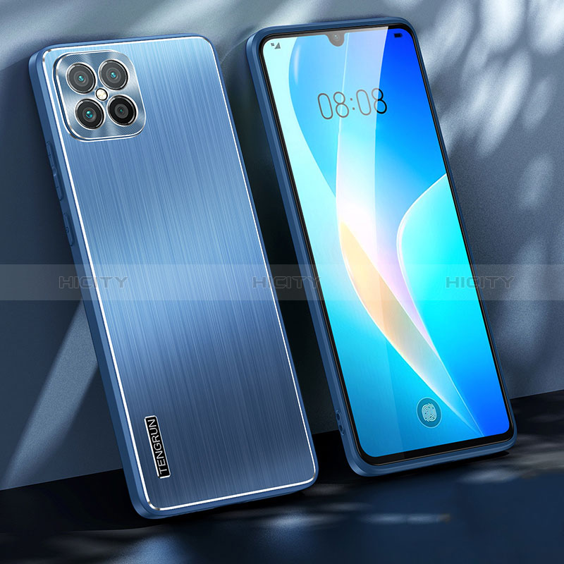 Funda Lujo Marco de Aluminio y Silicona Carcasa Bumper JL1 para Huawei Nova 8 SE 4G Azul