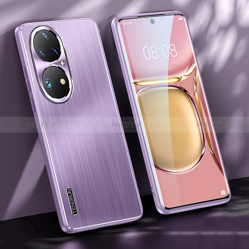 Funda Lujo Marco de Aluminio y Silicona Carcasa Bumper JL1 para Huawei P50 Morado