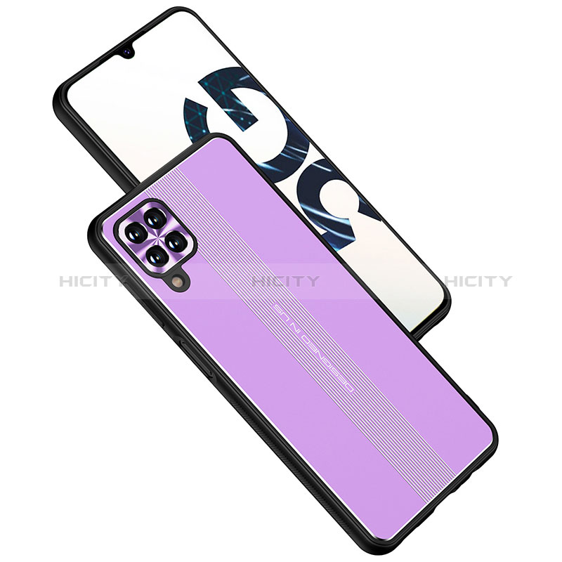 Funda Lujo Marco de Aluminio y Silicona Carcasa Bumper JL1 para Samsung Galaxy A12 Nacho Morado