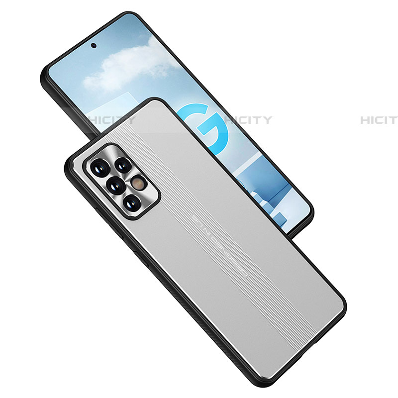 Funda Lujo Marco de Aluminio y Silicona Carcasa Bumper JL1 para Samsung Galaxy A52 4G Plata