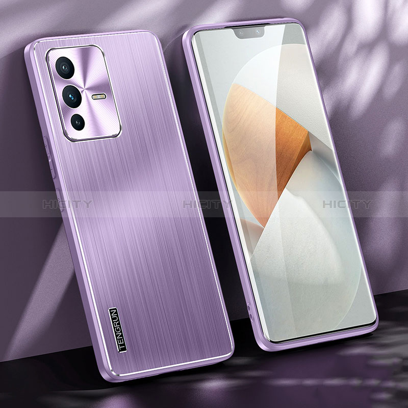 Funda Lujo Marco de Aluminio y Silicona Carcasa Bumper JL1 para Vivo V23 Pro 5G Morado