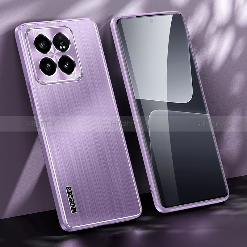 Funda Lujo Marco de Aluminio y Silicona Carcasa Bumper JL1 para Xiaomi Mi 14 5G Morado