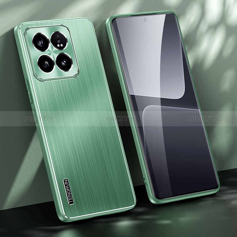 Funda Lujo Marco de Aluminio y Silicona Carcasa Bumper JL1 para Xiaomi Mi 14 Pro 5G Verde