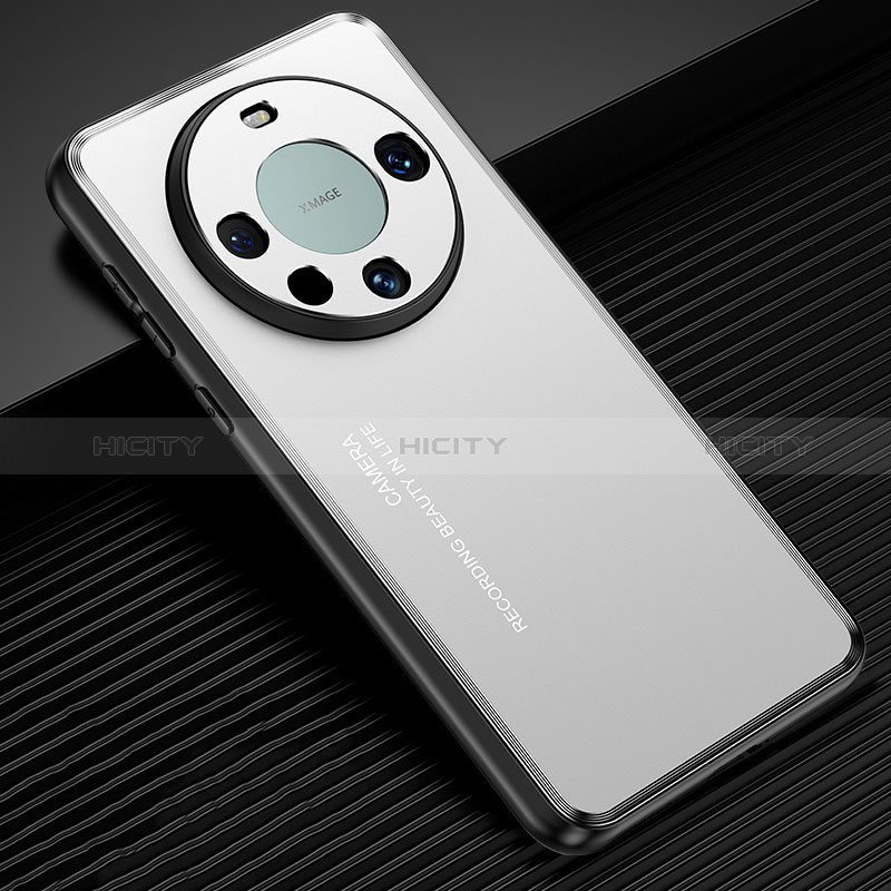 Funda Lujo Marco de Aluminio y Silicona Carcasa Bumper JL2 para Huawei Mate 60 Plata