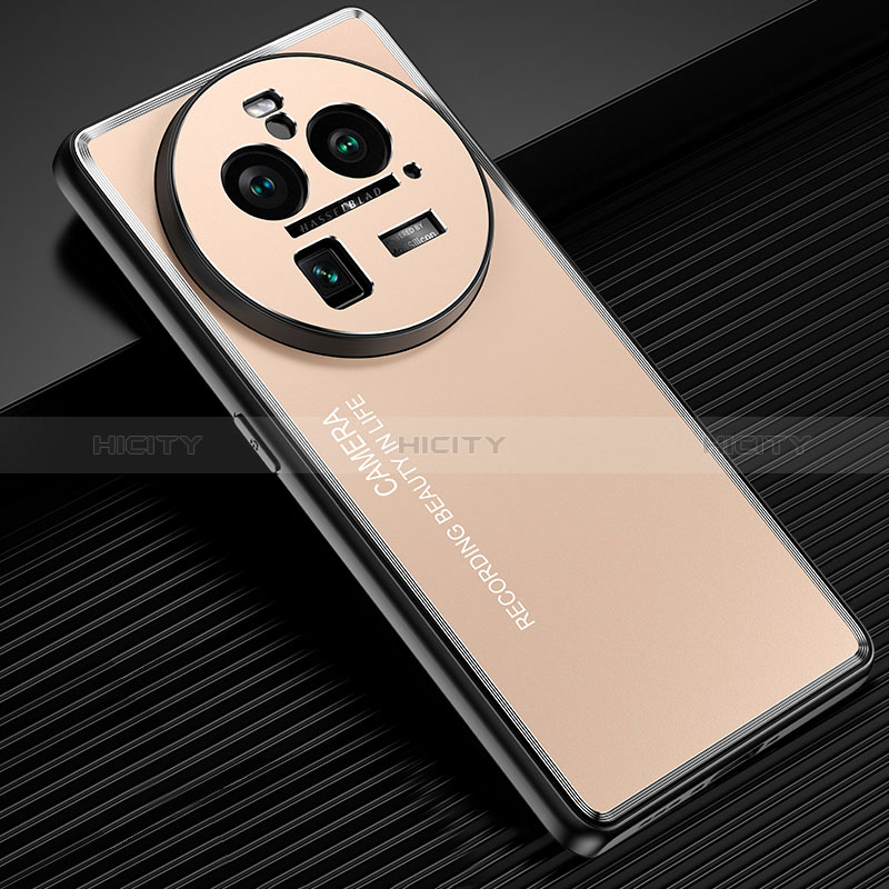 Funda Lujo Marco de Aluminio y Silicona Carcasa Bumper JL2 para Oppo Find X6 5G Oro