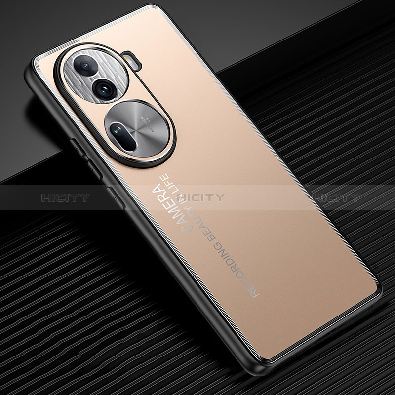 Funda Lujo Marco de Aluminio y Silicona Carcasa Bumper JL2 para Oppo Reno11 Pro 5G Oro