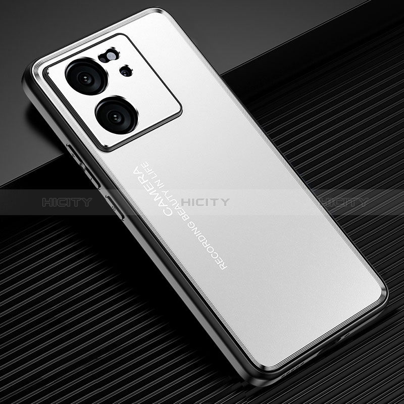 Funda Lujo Marco de Aluminio y Silicona Carcasa Bumper JL2 para Xiaomi Mi 13T 5G Plata