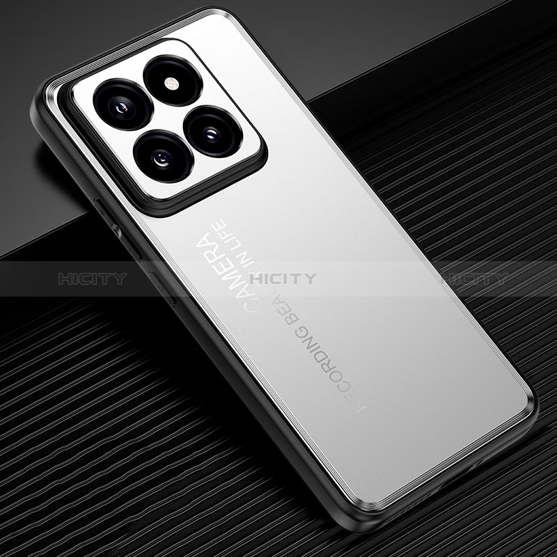 Funda Lujo Marco de Aluminio y Silicona Carcasa Bumper JL2 para Xiaomi Mi 14 Pro 5G Plata