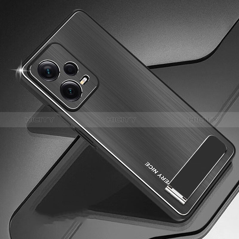 Funda Lujo Marco de Aluminio y Silicona Carcasa Bumper JS2 para Xiaomi Redmi Note 12 5G Negro