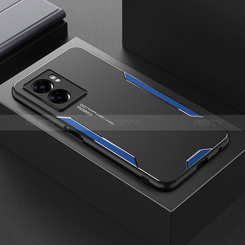 Funda Lujo Marco de Aluminio y Silicona Carcasa Bumper para Oppo A57e Azul