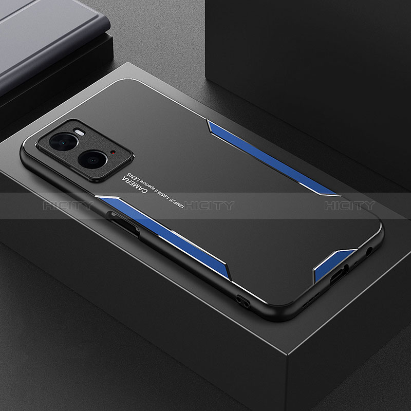 Funda Lujo Marco de Aluminio y Silicona Carcasa Bumper para Oppo A76 Azul