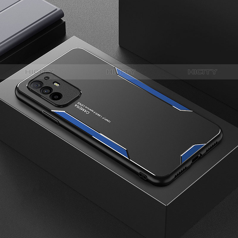 Funda Lujo Marco de Aluminio y Silicona Carcasa Bumper para Oppo A95 5G Azul