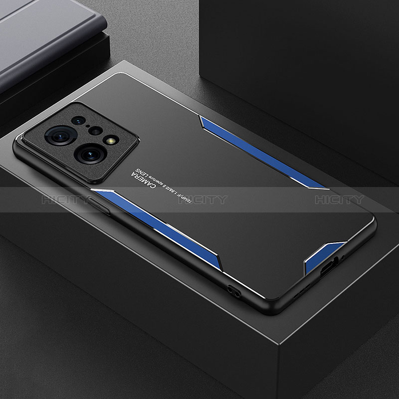 Funda Lujo Marco de Aluminio y Silicona Carcasa Bumper para Oppo Find X5 5G Azul