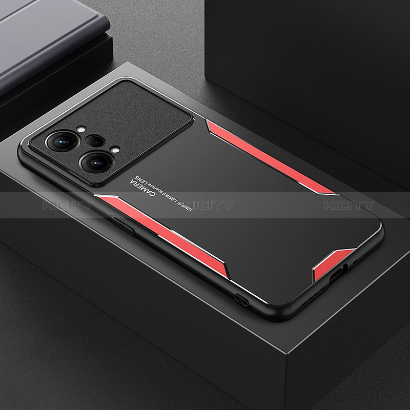 Funda Lujo Marco de Aluminio y Silicona Carcasa Bumper para Oppo K10 Pro 5G Rojo