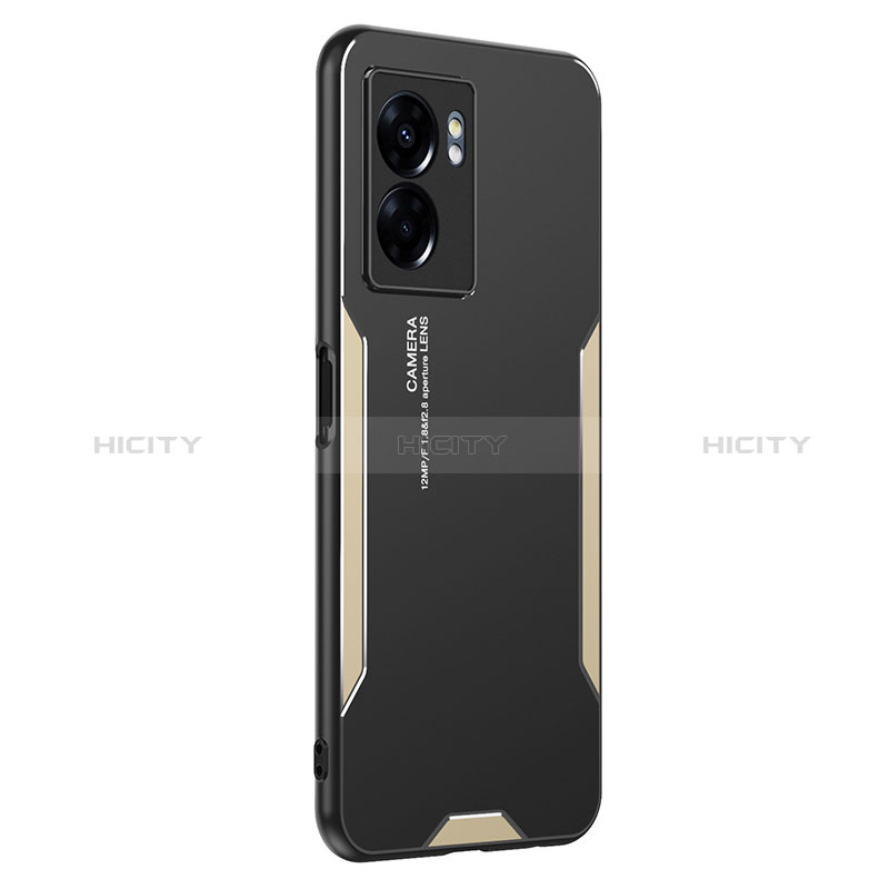 Funda Lujo Marco de Aluminio y Silicona Carcasa Bumper para Realme V23 5G Oro