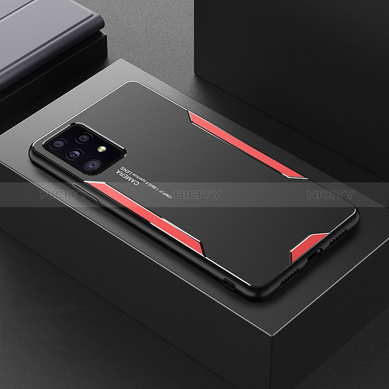 Funda Lujo Marco de Aluminio y Silicona Carcasa Bumper para Samsung Galaxy A52s 5G Rojo