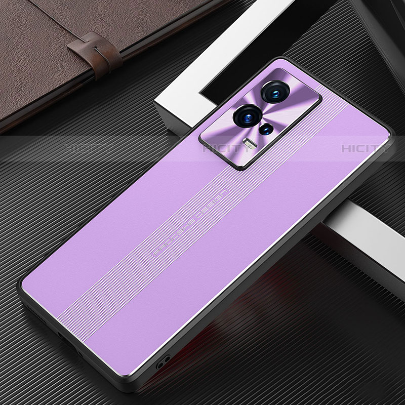 Funda Lujo Marco de Aluminio y Silicona Carcasa Bumper para Vivo iQOO 8 5G Morado