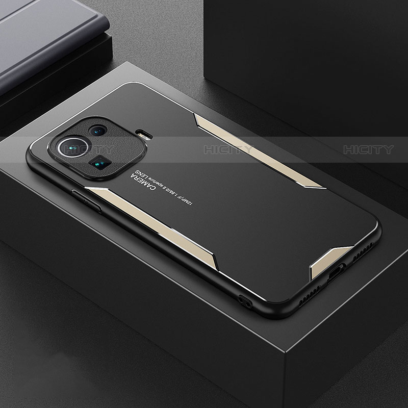 Funda Lujo Marco de Aluminio y Silicona Carcasa Bumper para Xiaomi Mi 11 Pro 5G Oro