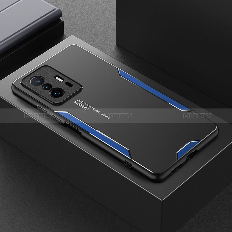 Funda Lujo Marco de Aluminio y Silicona Carcasa Bumper para Xiaomi Mi 11T 5G Azul