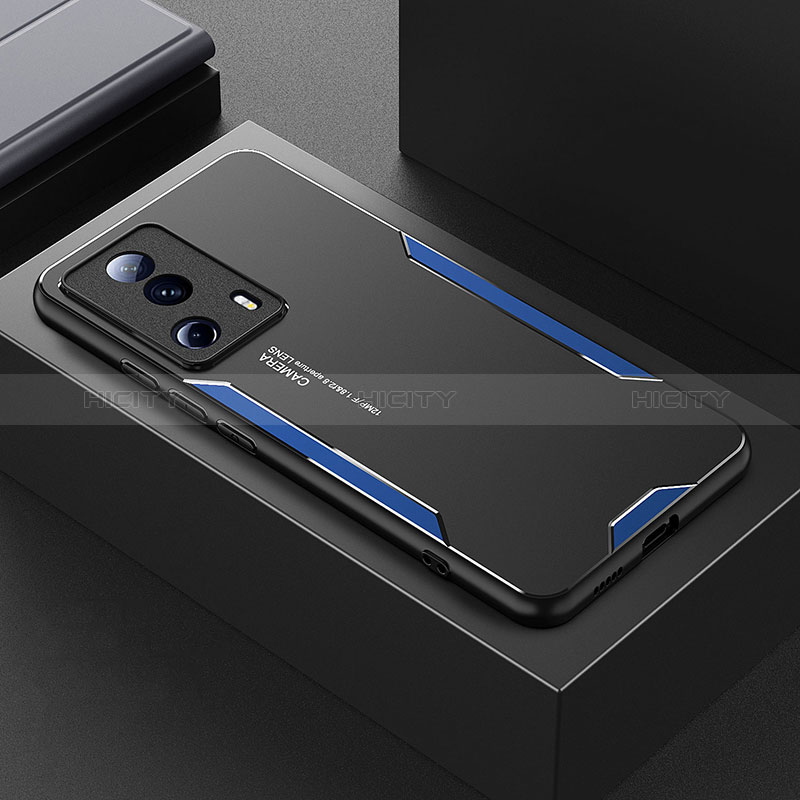 Funda Lujo Marco de Aluminio y Silicona Carcasa Bumper para Xiaomi Mi 12 Lite NE 5G Azul