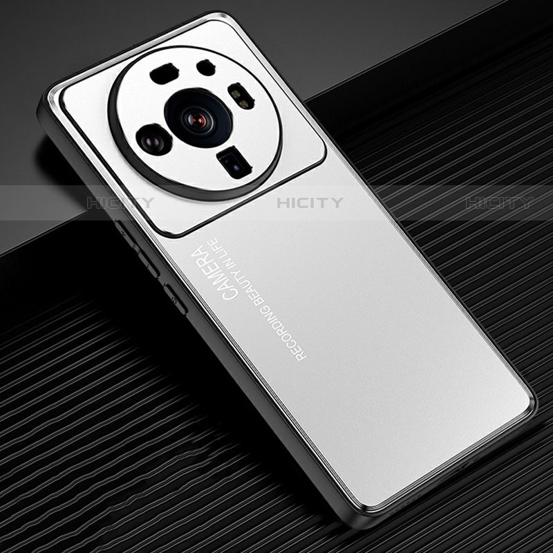 Funda Lujo Marco de Aluminio y Silicona Carcasa Bumper para Xiaomi Mi 12 Ultra 5G Plata