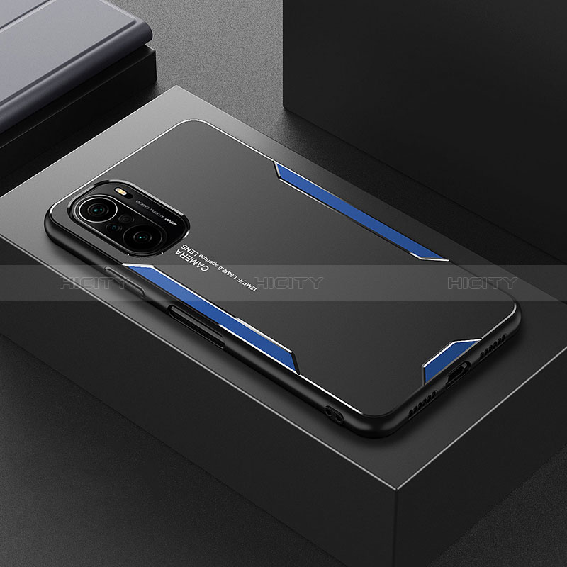 Funda Lujo Marco de Aluminio y Silicona Carcasa Bumper para Xiaomi Poco F3 5G Azul