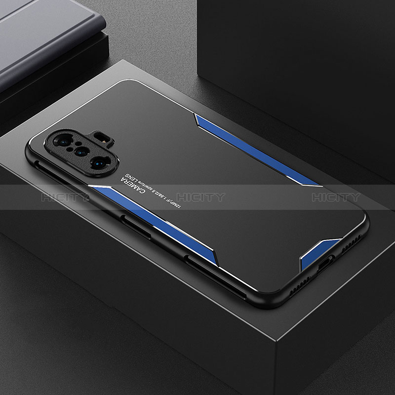 Funda Lujo Marco de Aluminio y Silicona Carcasa Bumper para Xiaomi Poco F3 GT 5G Azul