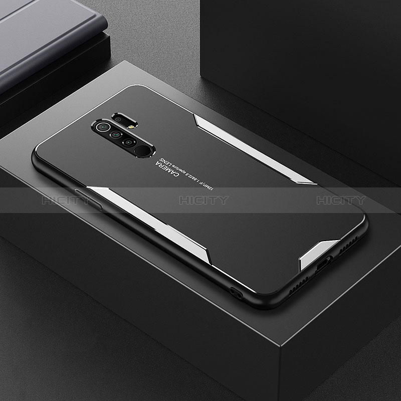 Funda Lujo Marco de Aluminio y Silicona Carcasa Bumper para Xiaomi Poco M2 Plata