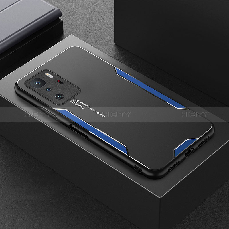 Funda Lujo Marco de Aluminio y Silicona Carcasa Bumper para Xiaomi Poco X3 GT 5G Azul