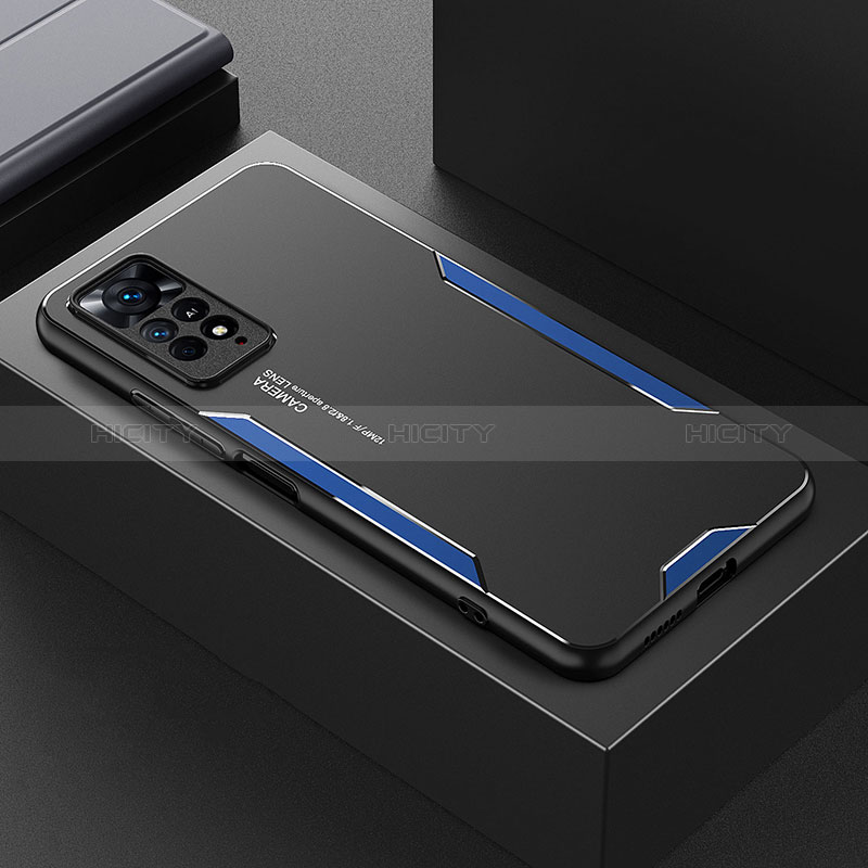 Funda Lujo Marco de Aluminio y Silicona Carcasa Bumper para Xiaomi Poco X4 Pro 5G Azul