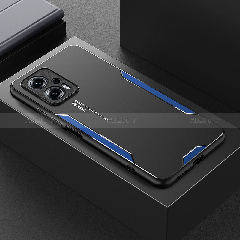 Funda Lujo Marco de Aluminio y Silicona Carcasa Bumper para Xiaomi Redmi Note 12T Pro 5G Azul