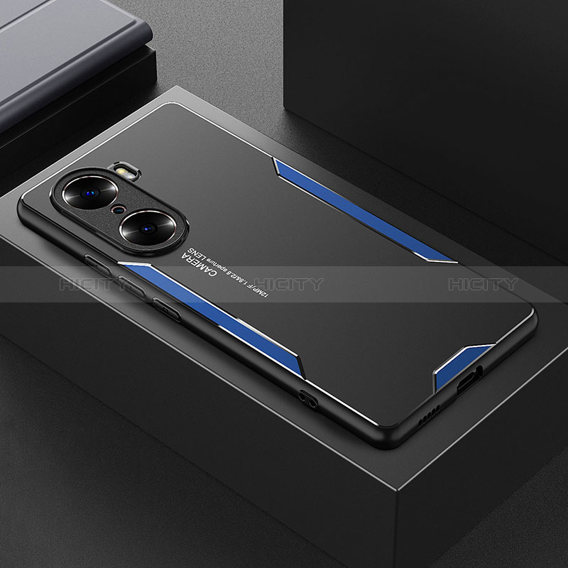 Funda Lujo Marco de Aluminio y Silicona Carcasa Bumper PB1 para Huawei Honor 60 Pro 5G Azul