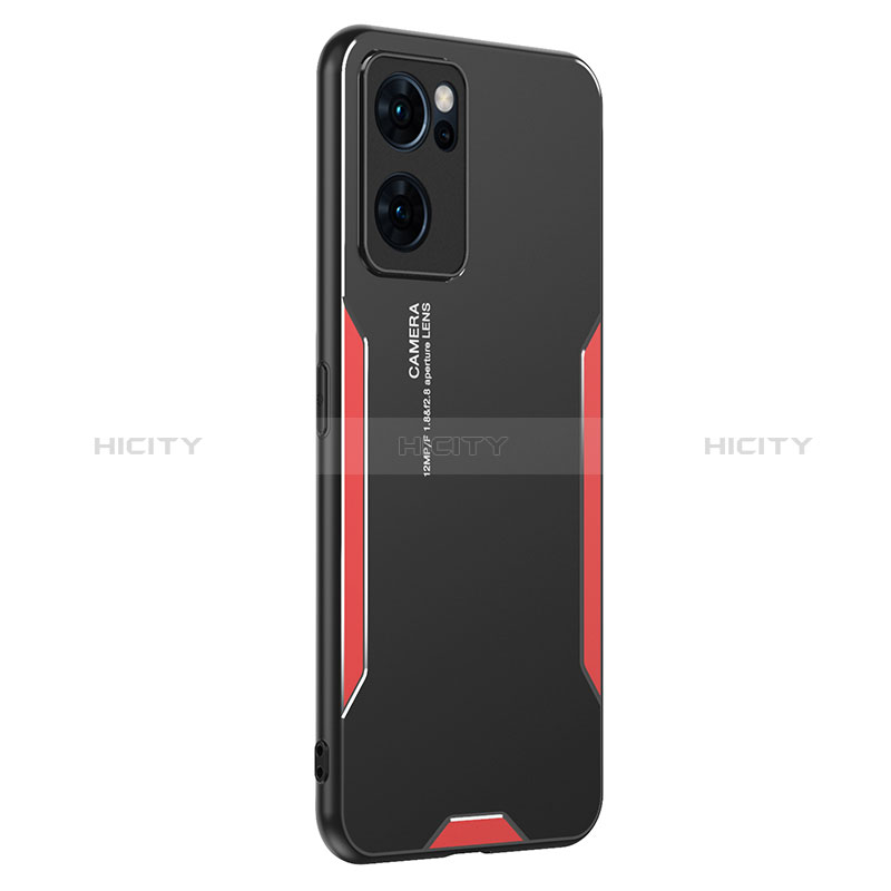 Funda Lujo Marco de Aluminio y Silicona Carcasa Bumper PB1 para OnePlus Nord CE 2 5G Rojo