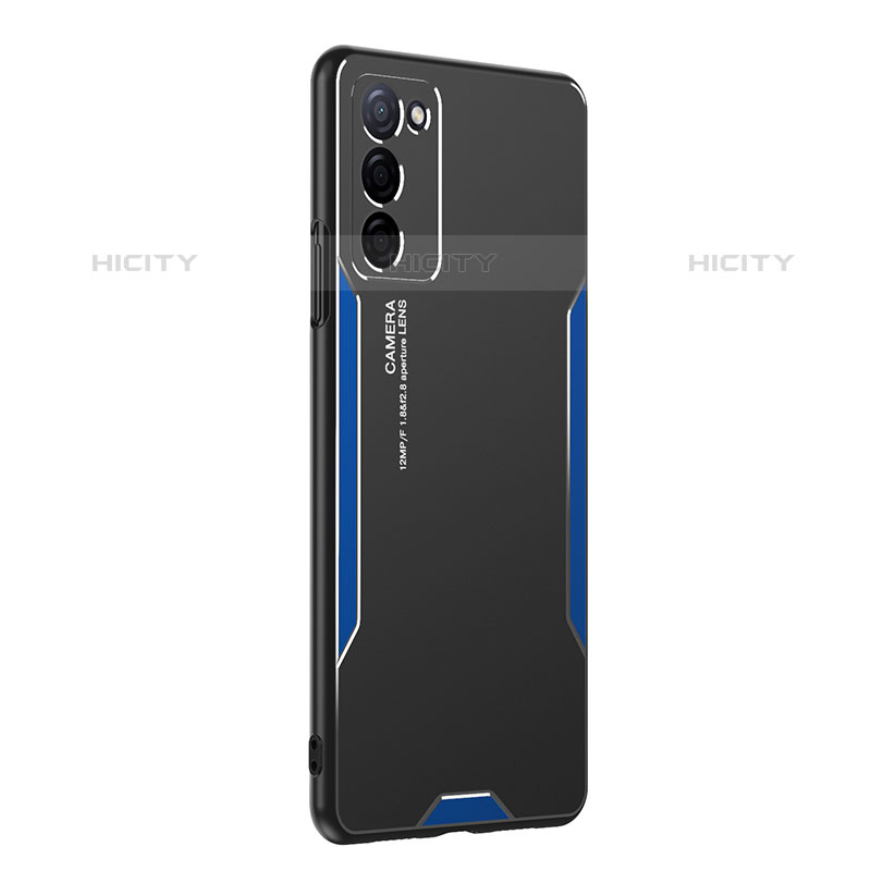 Funda Lujo Marco de Aluminio y Silicona Carcasa Bumper PB1 para Oppo A53s 5G Azul