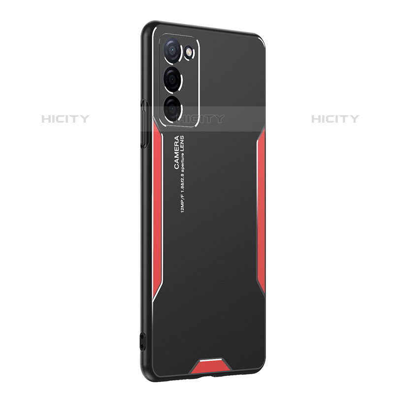 Funda Lujo Marco de Aluminio y Silicona Carcasa Bumper PB1 para Oppo A53s 5G Rojo