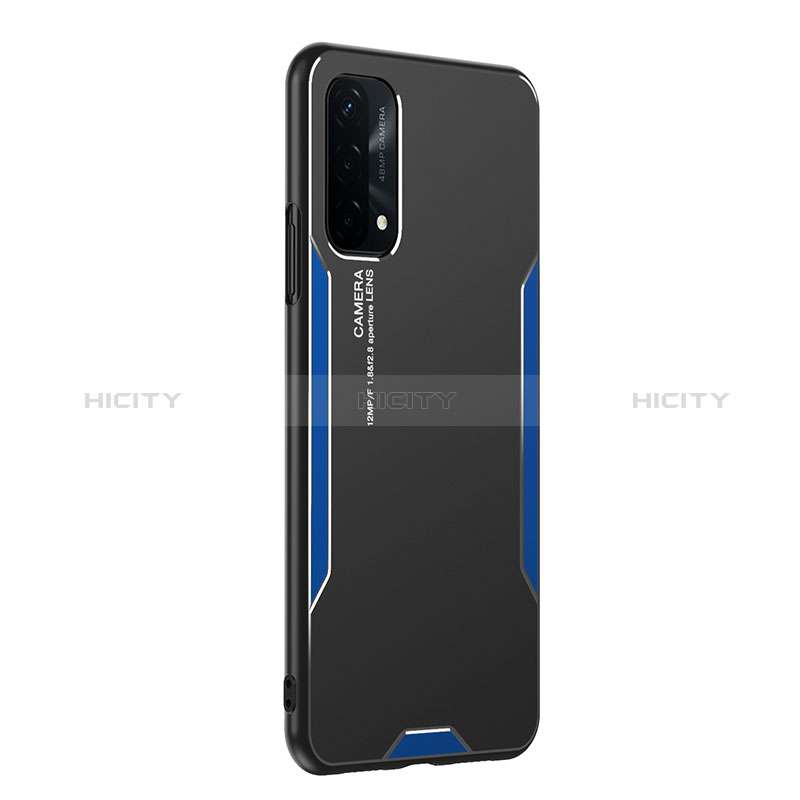 Funda Lujo Marco de Aluminio y Silicona Carcasa Bumper PB1 para Oppo A54 5G Azul