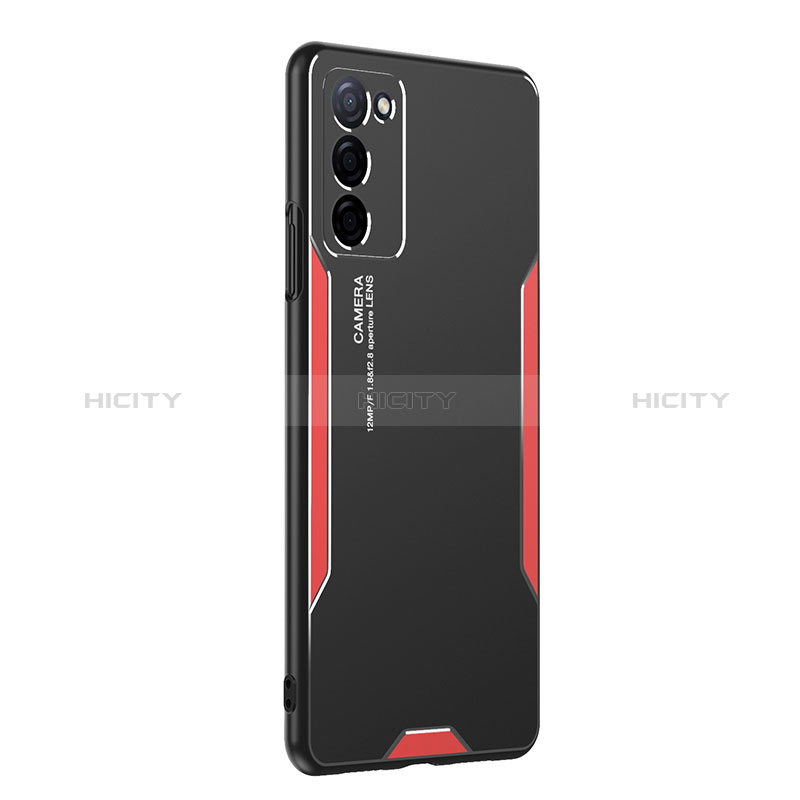 Funda Lujo Marco de Aluminio y Silicona Carcasa Bumper PB1 para Oppo A56 5G Rojo