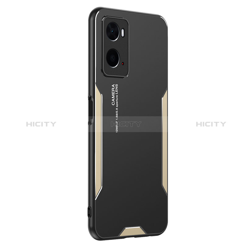 Funda Lujo Marco de Aluminio y Silicona Carcasa Bumper PB1 para Oppo A76 Oro