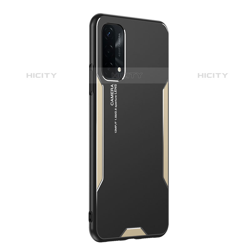 Funda Lujo Marco de Aluminio y Silicona Carcasa Bumper PB1 para Oppo A93 5G Oro