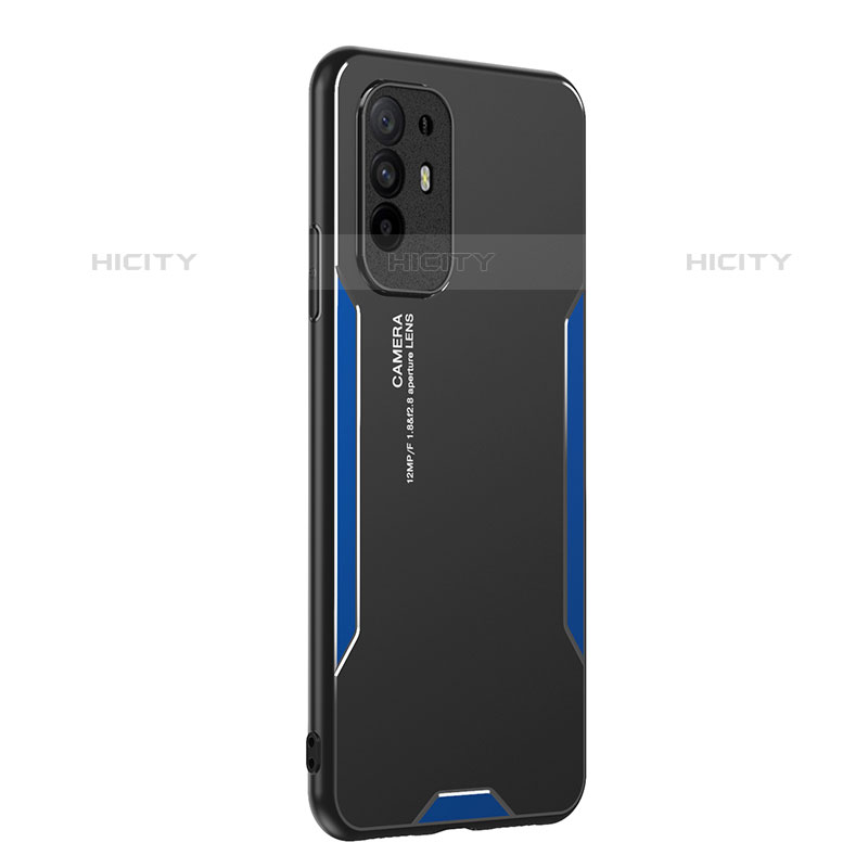 Funda Lujo Marco de Aluminio y Silicona Carcasa Bumper PB1 para Oppo A94 5G Azul