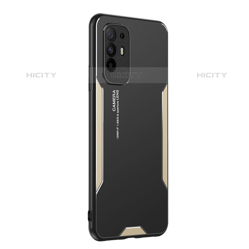 Funda Lujo Marco de Aluminio y Silicona Carcasa Bumper PB1 para Oppo A94 5G Oro