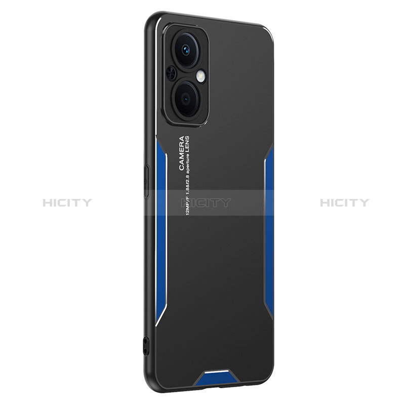 Funda Lujo Marco de Aluminio y Silicona Carcasa Bumper PB1 para Oppo A96 5G Azul