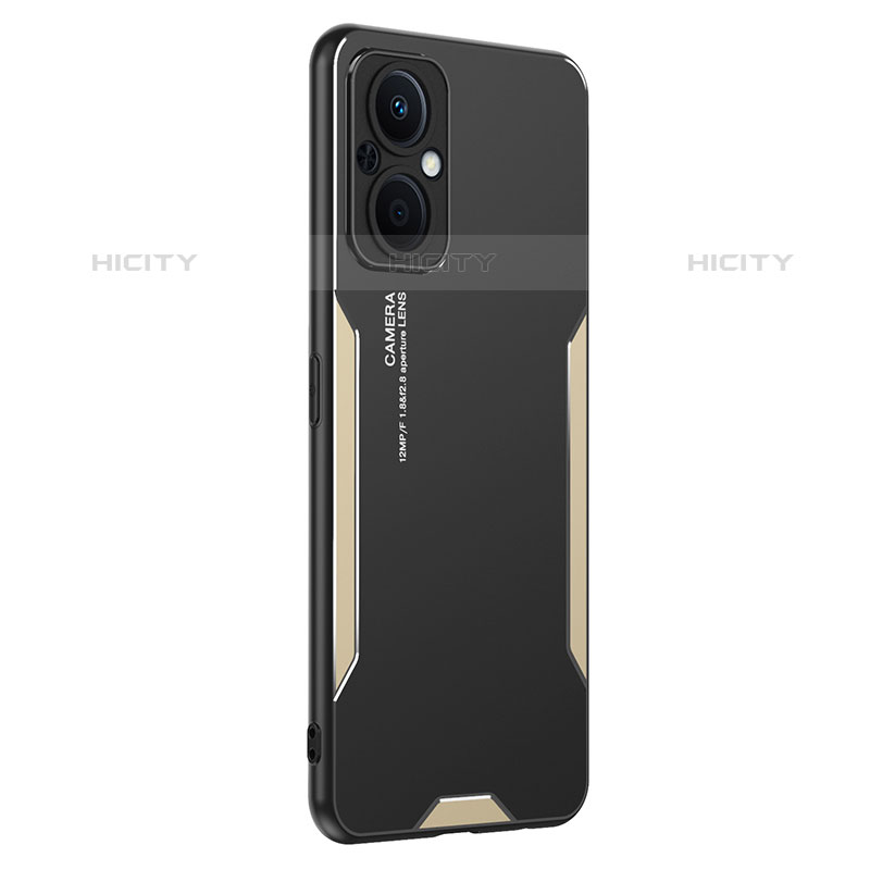 Funda Lujo Marco de Aluminio y Silicona Carcasa Bumper PB1 para Oppo F21 Pro 5G Oro